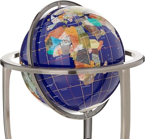Miniatura 2 de Unique Art - Globo del mundo de lapislázuli azul de 36 x 13 pulgadas con trípode plateado
