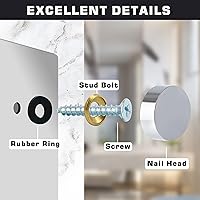 Vista 5 de Alise Tapas de tornillos de latón, 12 unidades, tornillos decorativos para espejo, clavos, 0.630 in de diámetro, tornillos de tapicería, cubiertas