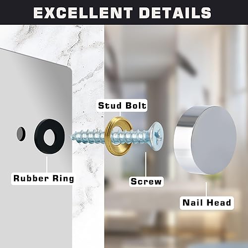 Miniatura 5 de Alise Tapas de tornillos de latón, 12 unidades, tornillos decorativos para espejo, clavos, 0.630 in de diámetro, tornillos de tapicería, cubiertas