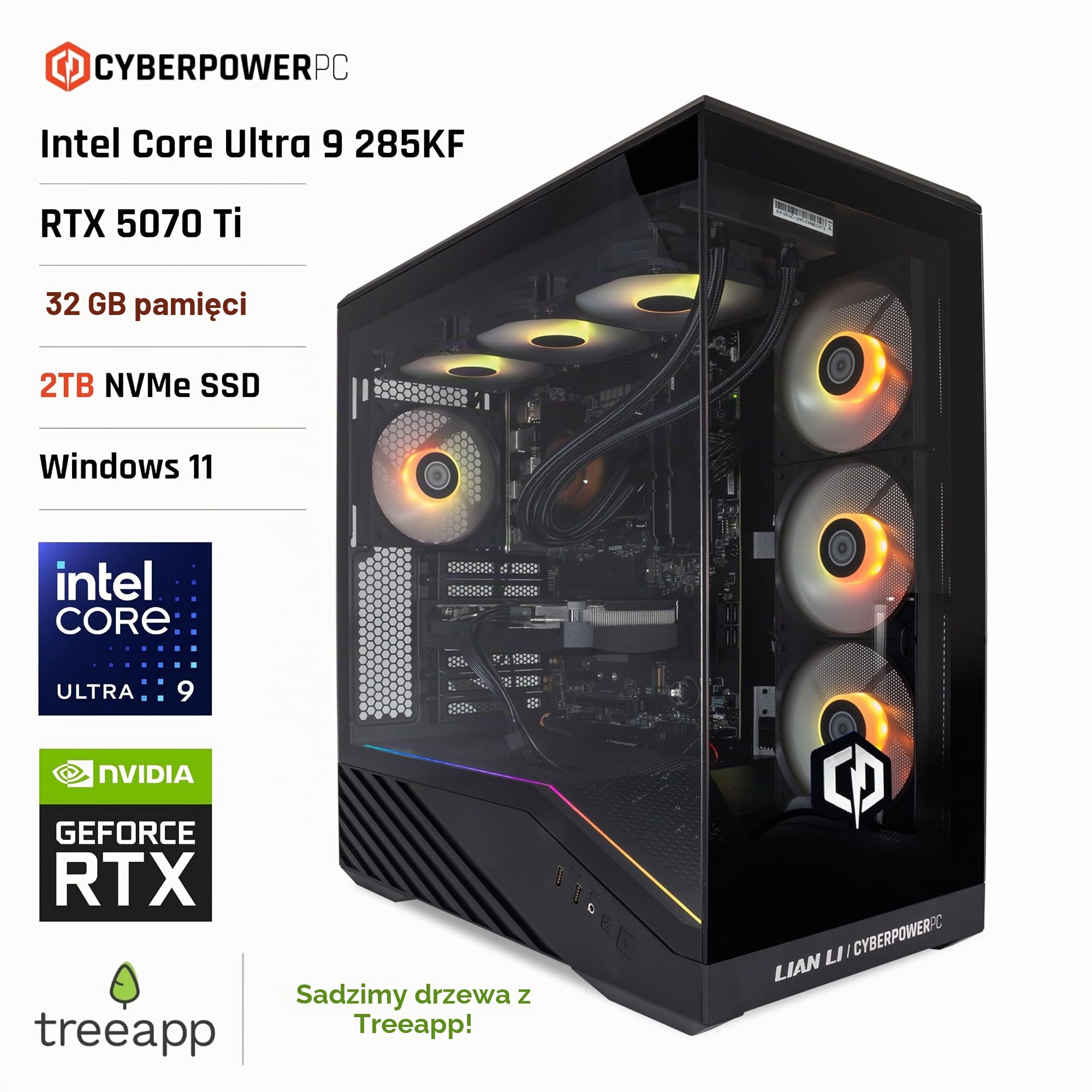 CyberPowerPC Luxe Gaming PC - Intel Core Ultra 9 285K, Nvidia RTX 5070 Ti, 32GB RAM, 2TB NVMe SSD, 750W PSU, Windows 11, Liquid Cooling, V100R