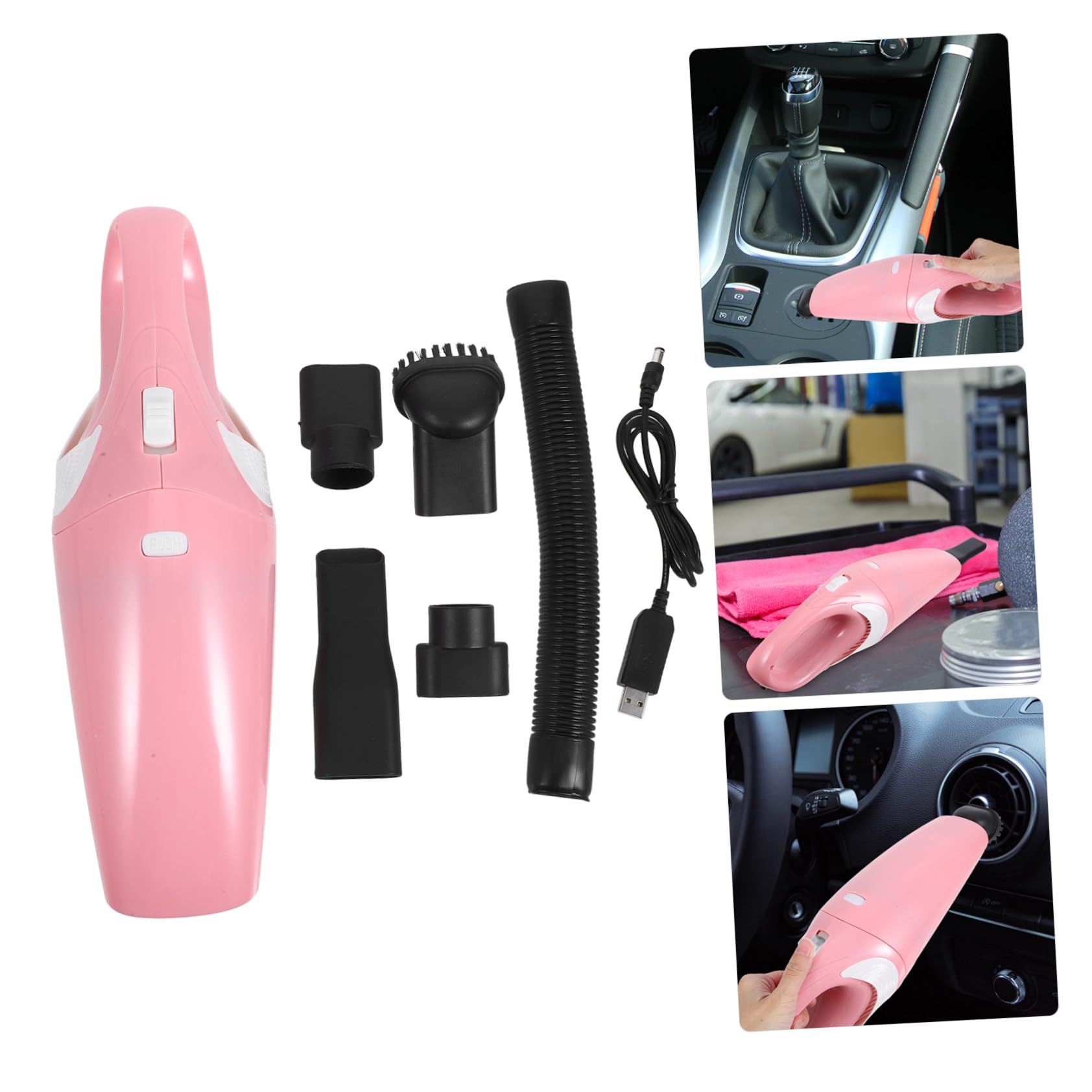 Cabilock Aspiradora de Coche Portátil de Mano Carga USB para Uso Seco y Húmedo para Limpieza de Vehículos y Hogar Miniaspiradora