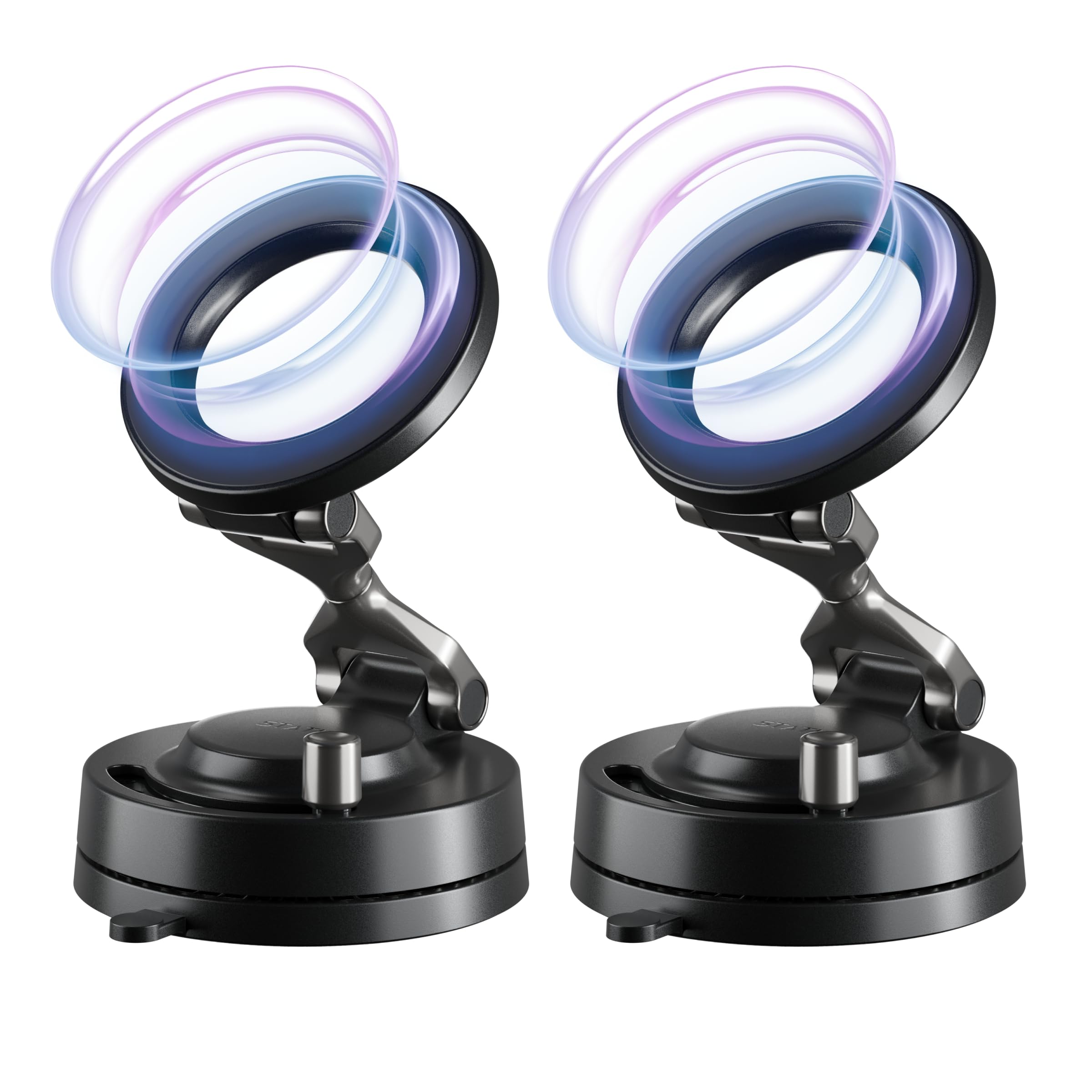 Statik HyperMount (Gen 3) Support de téléphone magnétique pour téléphone de voiture fonctionne sur des surfaces lisses et légèrement texturées, compatible avec Apple MagSafe, anneaux métalliques