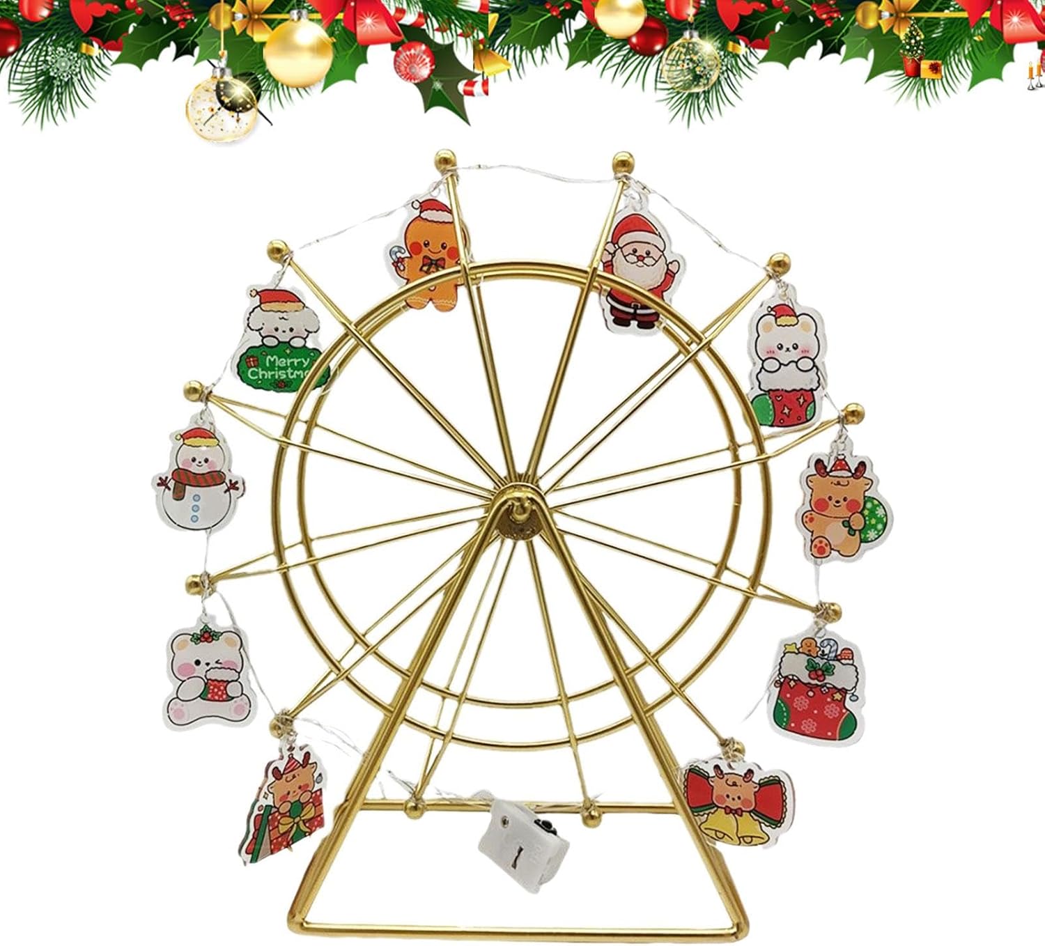 Grande roue rotative de Noël avec lumières LED Décoration de Noël