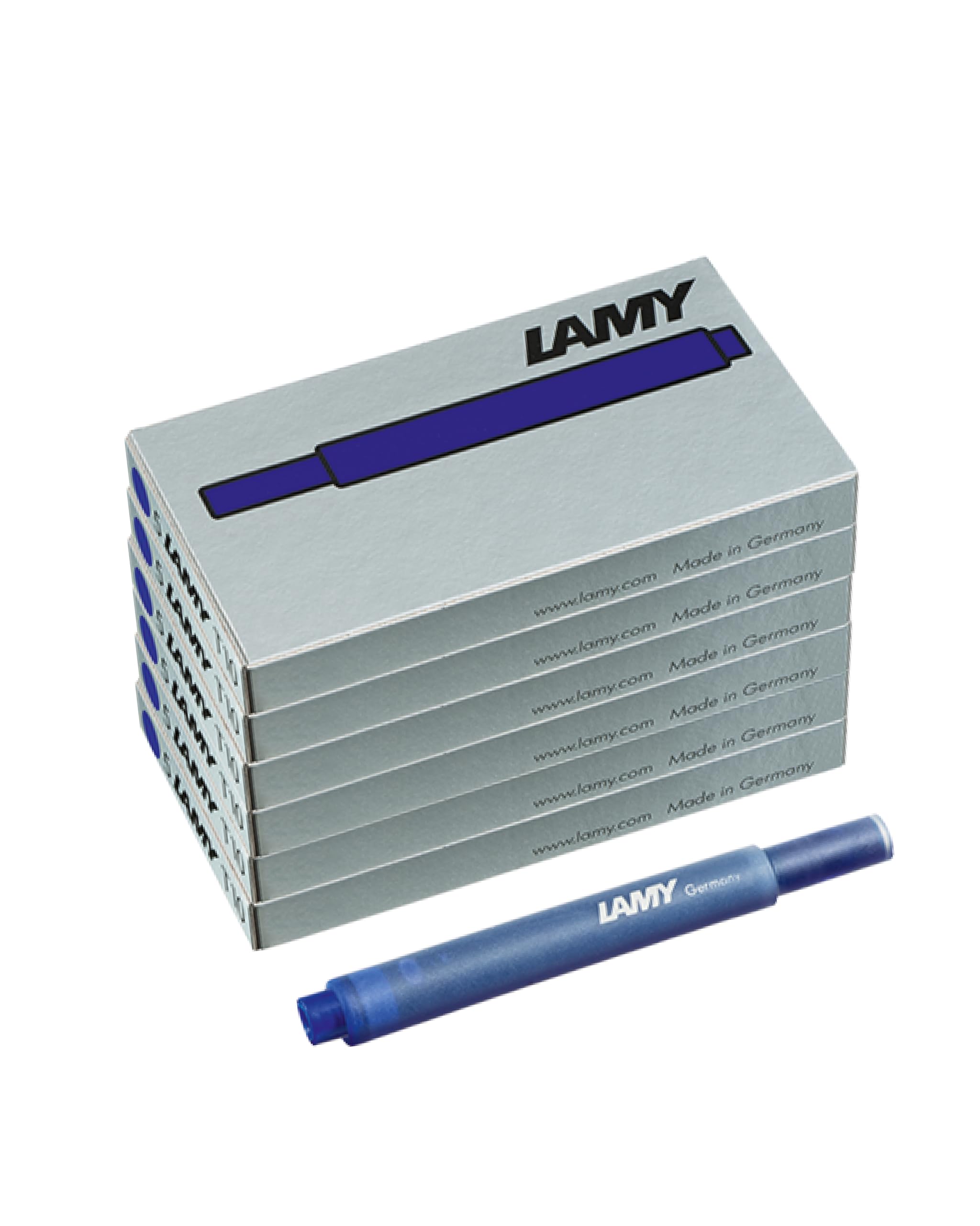 LAMY T10 Set of 6 erasable Ink cartridges with Large Ink Capacity - Suitable for All Lamy Fountain Pen Models - Contents 1.25 ml per Cartridge - 5 Pieces per Pack - Ink Color Blue