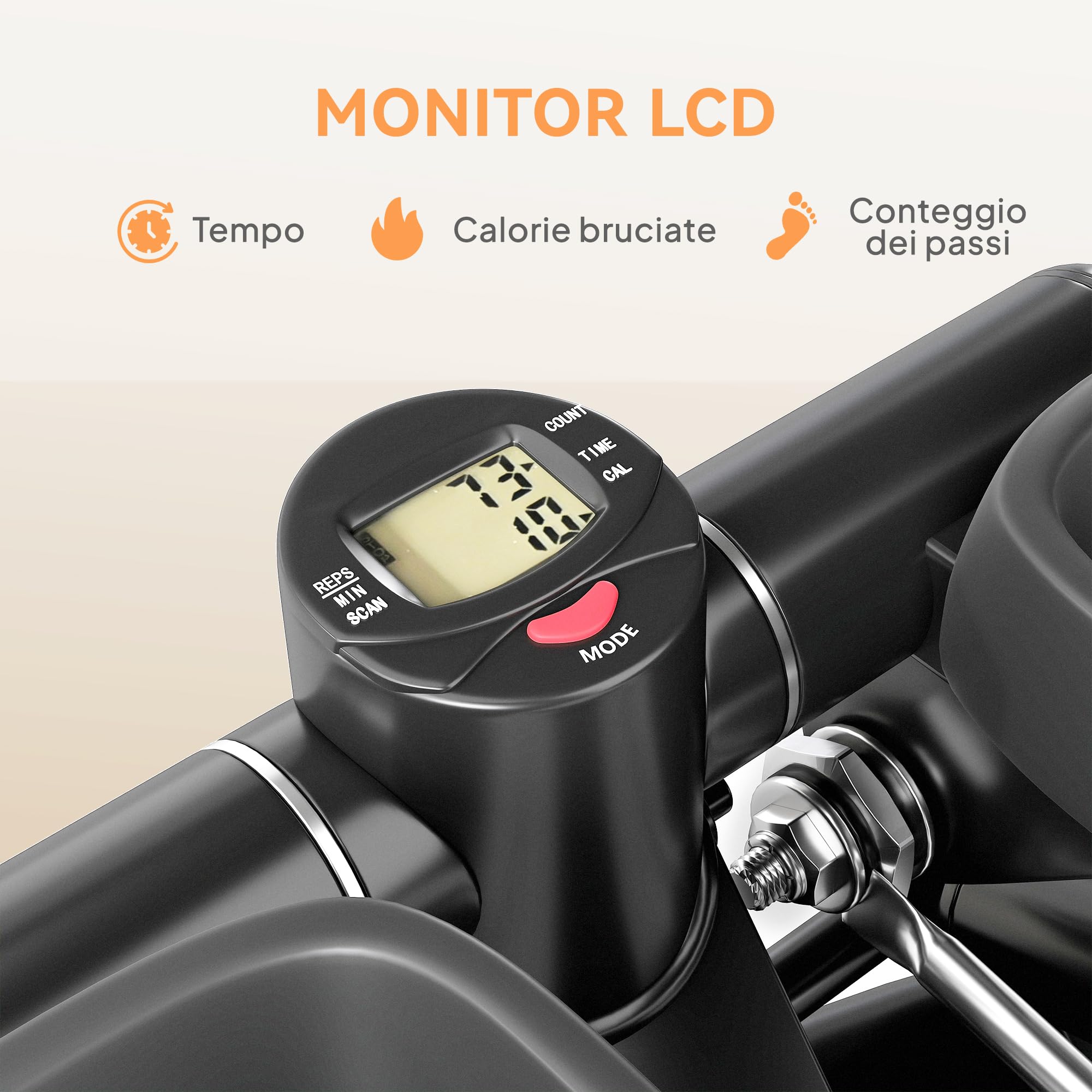 SPORTNOW Mini Stepper 2 in 1, Step Twist con Monitor LCD, Pedali Grandi e Antiscivolo, Stepper Fitness Casa Attrezzatura Cardio per Allenamento Gambe e Vita, per Casa Palestra, Senza Montaggio