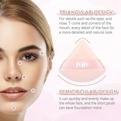 Miniatura 4 de MEM 8 piezas de polvo triangular diseño triangular soplador de polvo de maquillaje para rostro exquisito maquillaje contorno de ojos para polvo