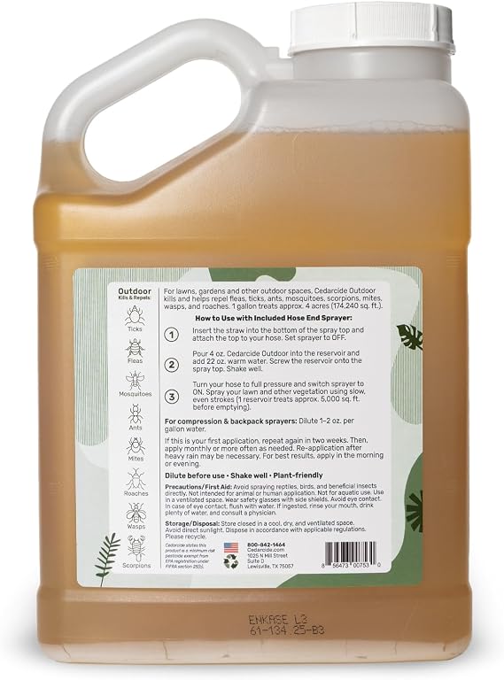 Cedarcide PCO Choice 4 Gallon Case Outdoor Cedar Oil Concentrate Kills & Repels Fleas and Ticks