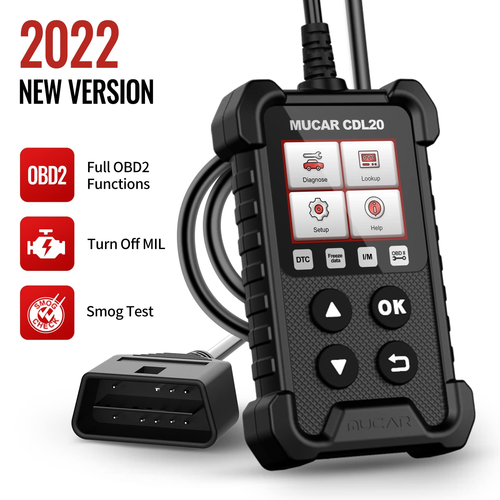 mucarOBD2 Scanner Universal OBD II code reader, CDL20 OBD2/EOBD Car Fault Diagnostic Tool with Full OBD2 Functions,Code Scanner for OBDII Protocol Vehicles Black
