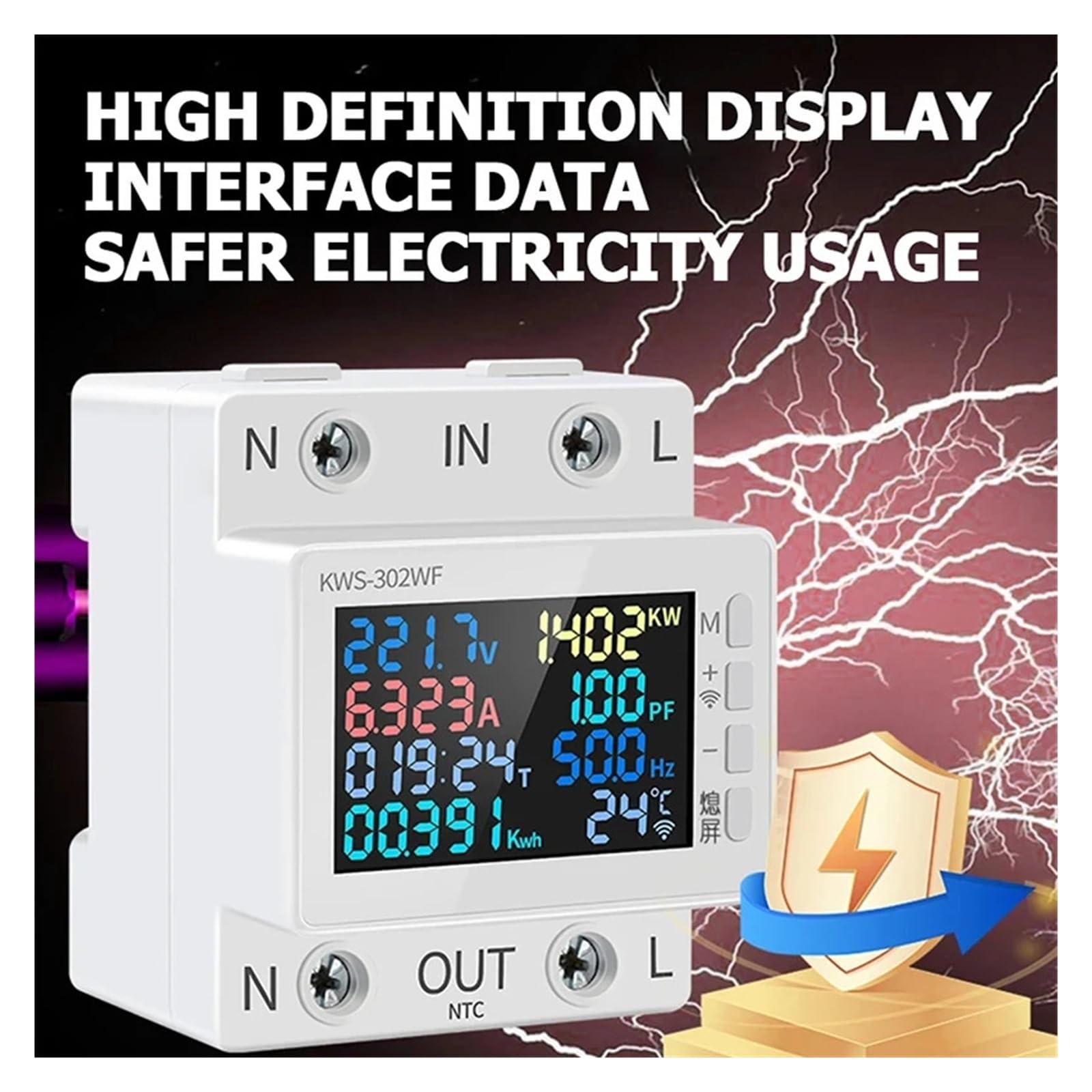 Tuya WiFi 8 In1 Misuratore Di Potenza 2P Contatore Di Energia AC Controllo APP 170-270 V/63A Misuratore Di Tensione E Corrente Misuratore Di Elettricità Vita Intelligente