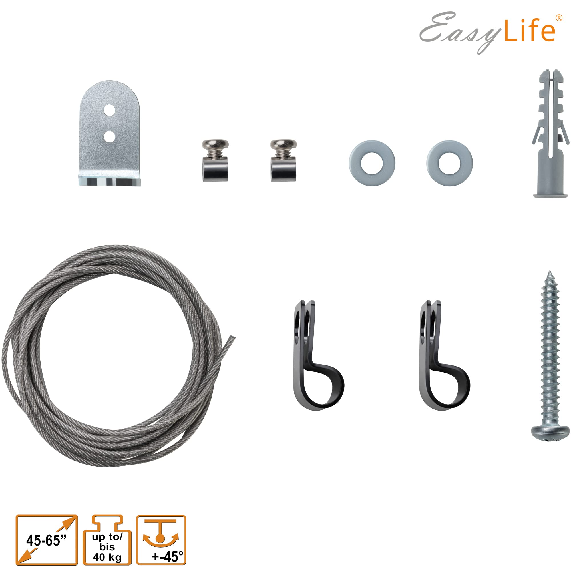 EasyLife – Treppiede per TV in legno Tripod – Studio TV Stand fino a 65 pollici e 40 kg TV/monitor, orientabile, regolabile in altezza, gestione dei cavi, VESA fino a 400 x 400 (Bianco/faggio chiaro)
