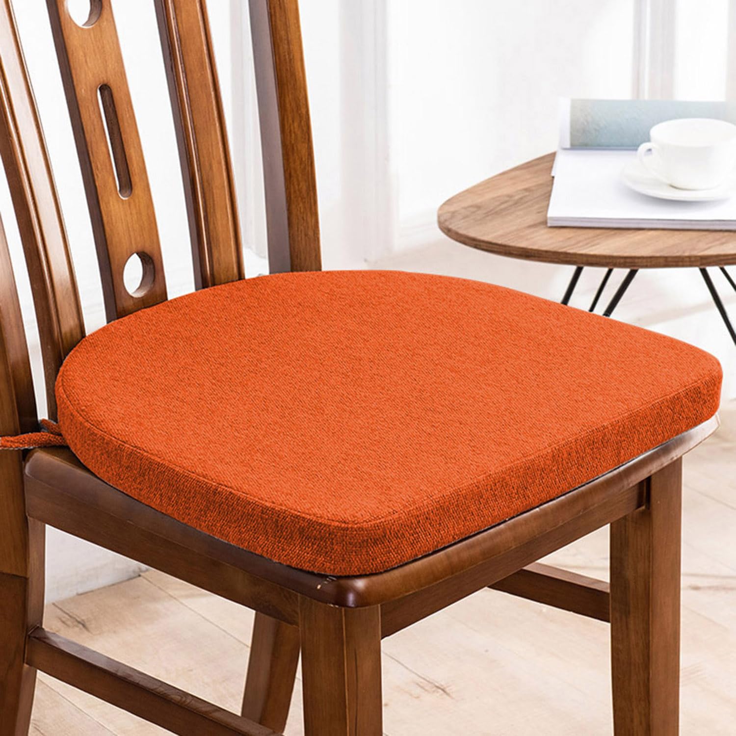 Waigg Kii Indoor Soft Chair Seat Cushion Pad U-Shaped 40/45/48cm,Thick Dining Chair Pad Seat Cushion for Home Kitchen Patio Garden Office (40x40x5cm,Orange)