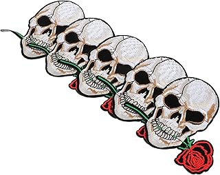 Ciieeo 5 Pçs Remendo De Caveira Decalques De Flores Acessórios De Mochila Chapéus Infantis Remendos Remendos De Ferro Remendos De Crânio Remendos De Roupas Infantis Remendos De Roupas