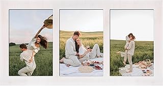 YESKAY 4x6 Collage Picture Frames, 3 Picture Frame 4x6, Rustic White Wood Frame with Tempered Glass, 3 Opening 4 by 6 Photo Frame Wall Decor or Tabletop, 1 Pack