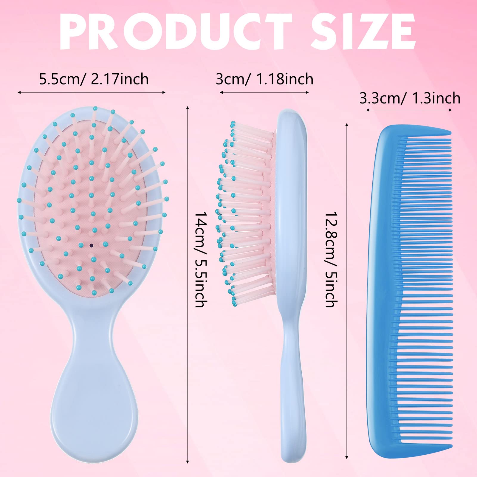 Gerrii Set di 112 mini spazzole per capelli bagnati, set di 56 spazzole districanti da viaggio con tasca piccola, 56 pettini colorati in plastica fine e larghi, spazzole districanti per bambini,