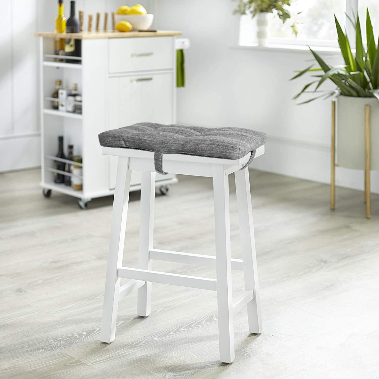 baibu Set of 2 Stool Cushion Rectangular, Super Soft Saddle Stool Cushions Bar Stool Cushion with Four Straps- 2 Pads Only (Gray, 18x9.5x1.5in)