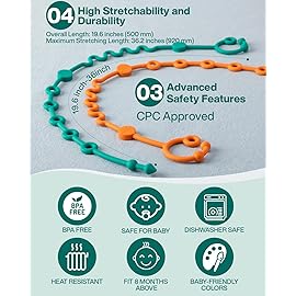 LittleHugs Toy Straps for Baby, Adjustable Toy Holder for Stroller Accessories, Silicone Tether Pacifier Clip, No Throw Travel Essential Leash for High Chair, Car Seat (3- Pack)