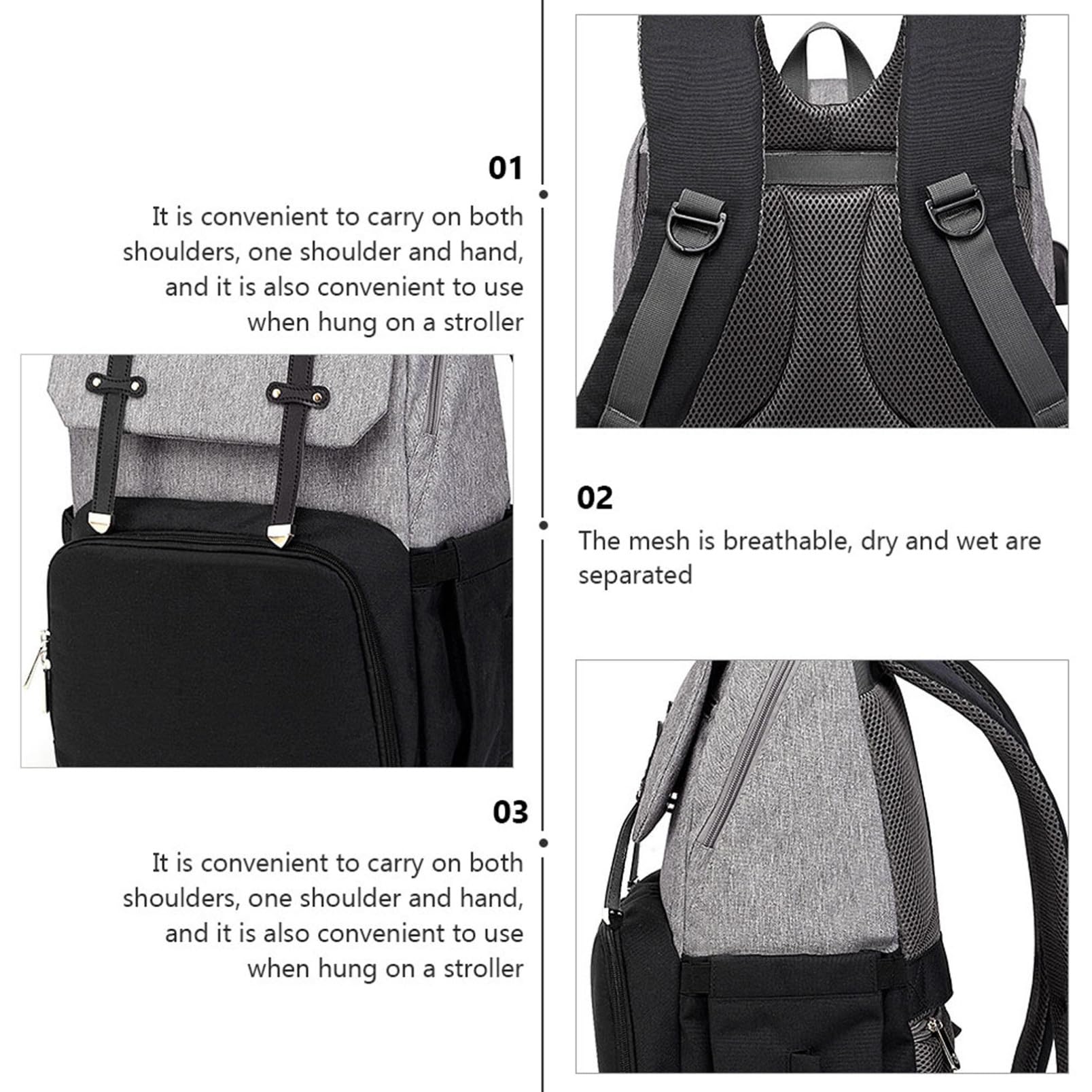 Multifunktionaler Reiserucksack Wickeltasche aus Oxford Stoff mit Großer Kapazität und Doppelter Schultertasche für Mama und Beim Reisen und Einkaufen
