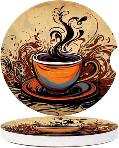 Miniatura 16 de Portavasos para automóvil, posavasos de cerámica con estampado abstracto de mármol negro, antideslizante, con agarre para la punta del dedo,