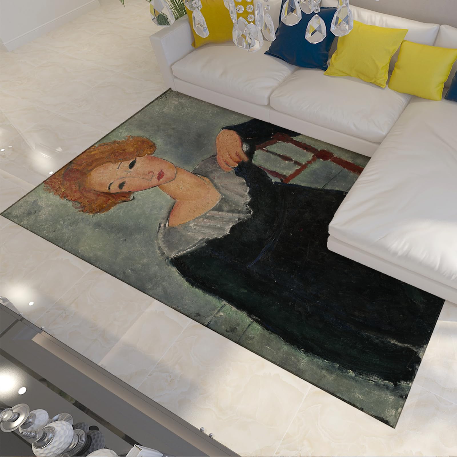 Tapis antidérapants Femme aux Cheveux Roux pour une ambiance de chambre cosy