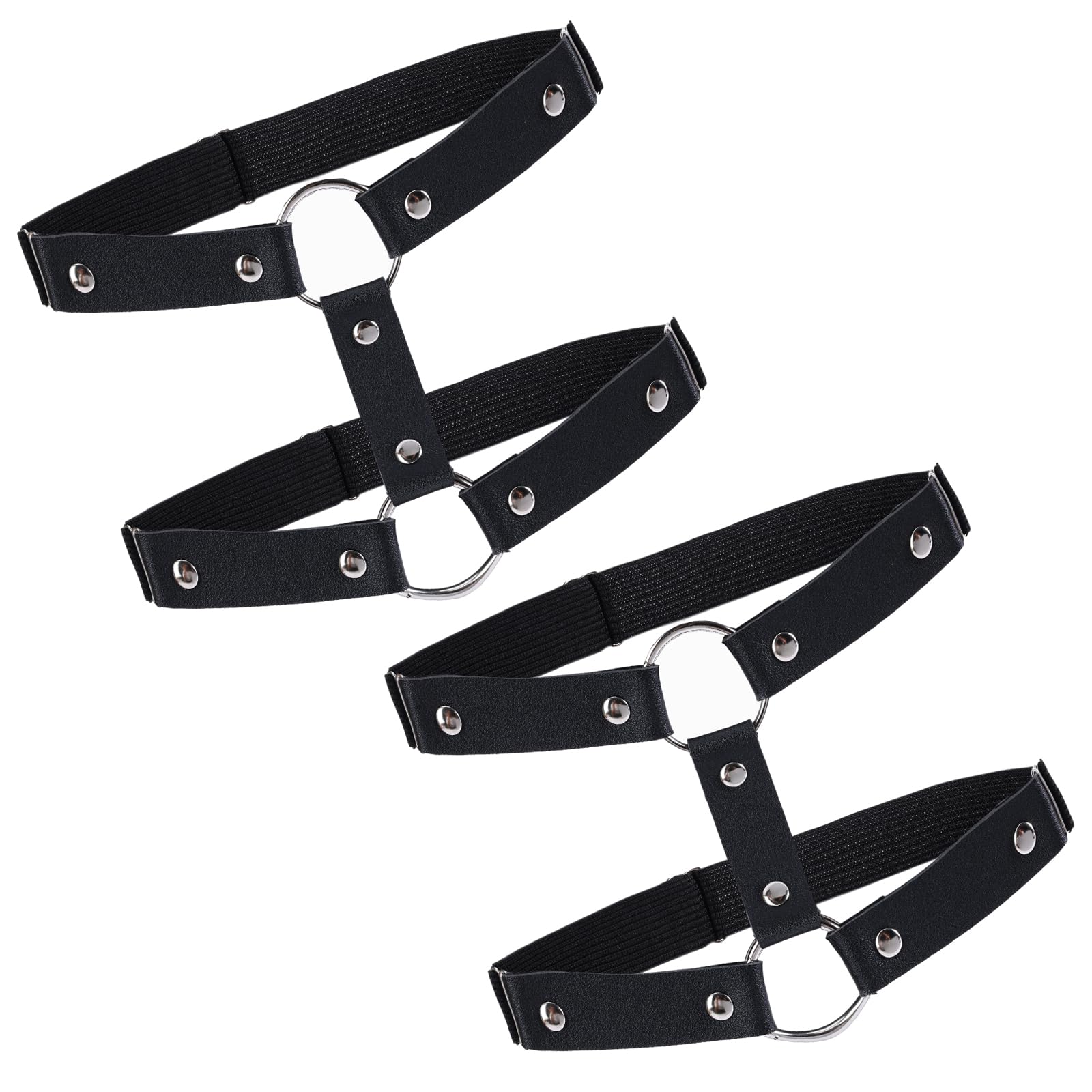 2Pcs Garter with Anti-Slip Clips,Adjustable Garter Belt Gothic Leg Harness Shaped Leg Garter with Clips Punk Goth Garters for Thigh-high Socks