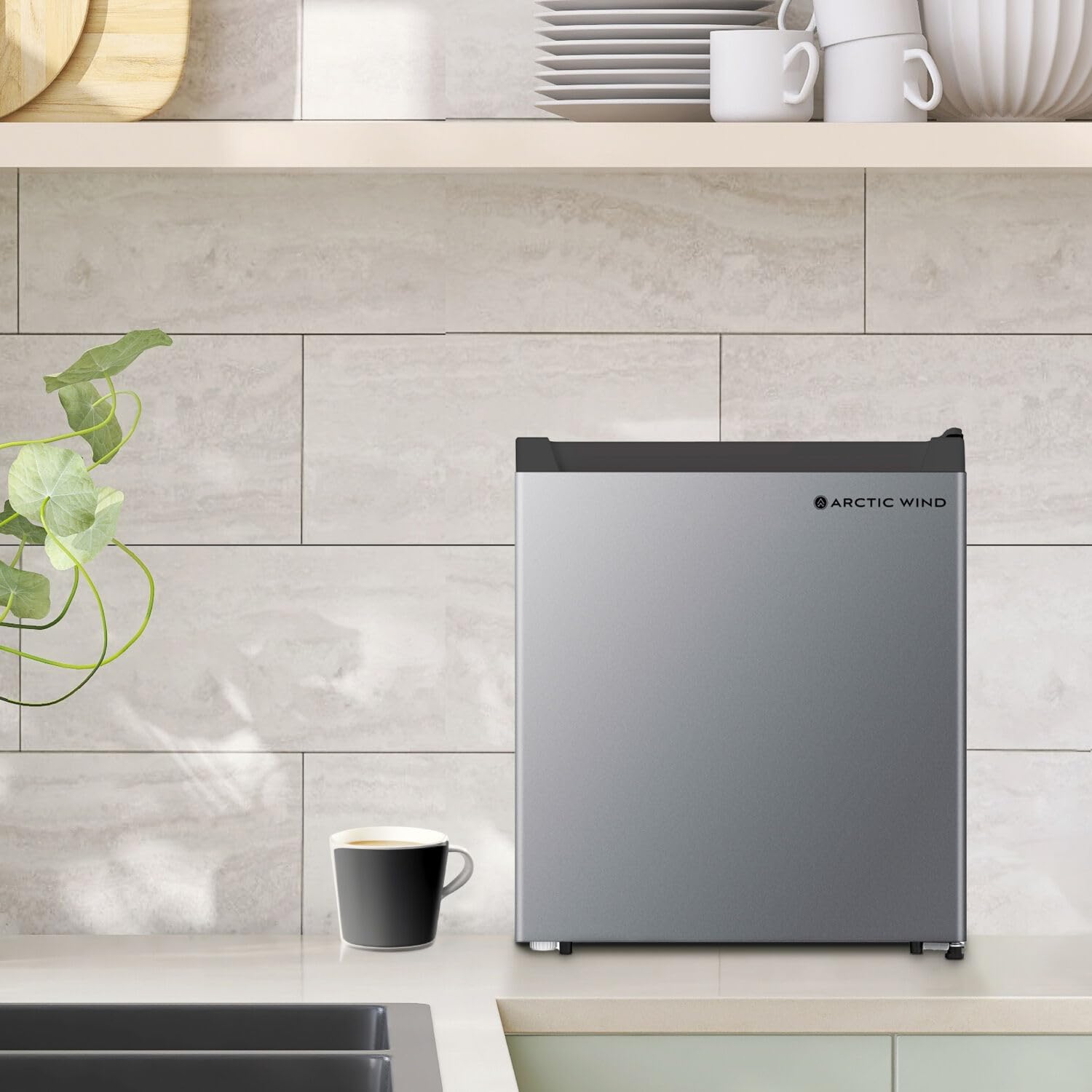 Arctic Wind Energy Star 1.6-Cu. Ft. Compact Refrigerator With Freezer Compartment, Drink And Snack Mini Fridge For Bedroom, Dorm Room, Office In Silver on Fridge.com - View 3