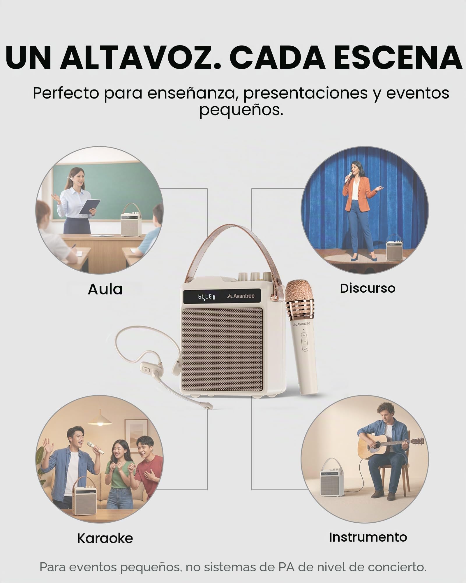 Avantree VoxAmp Duo - Amplificador de Voz Inalámbrico Portátil, Micrófono Dual Y Altavoz Set para Clases, Pequeños Eventos & Fiestas, 30W Voz Clara & Sonido Rico, 14H Batería