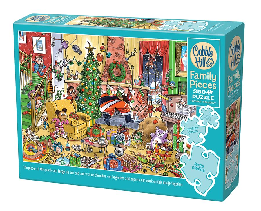 Cobble Hill 350 Piece Puzzle Catching Santa (Family) -Sample Poster Included
