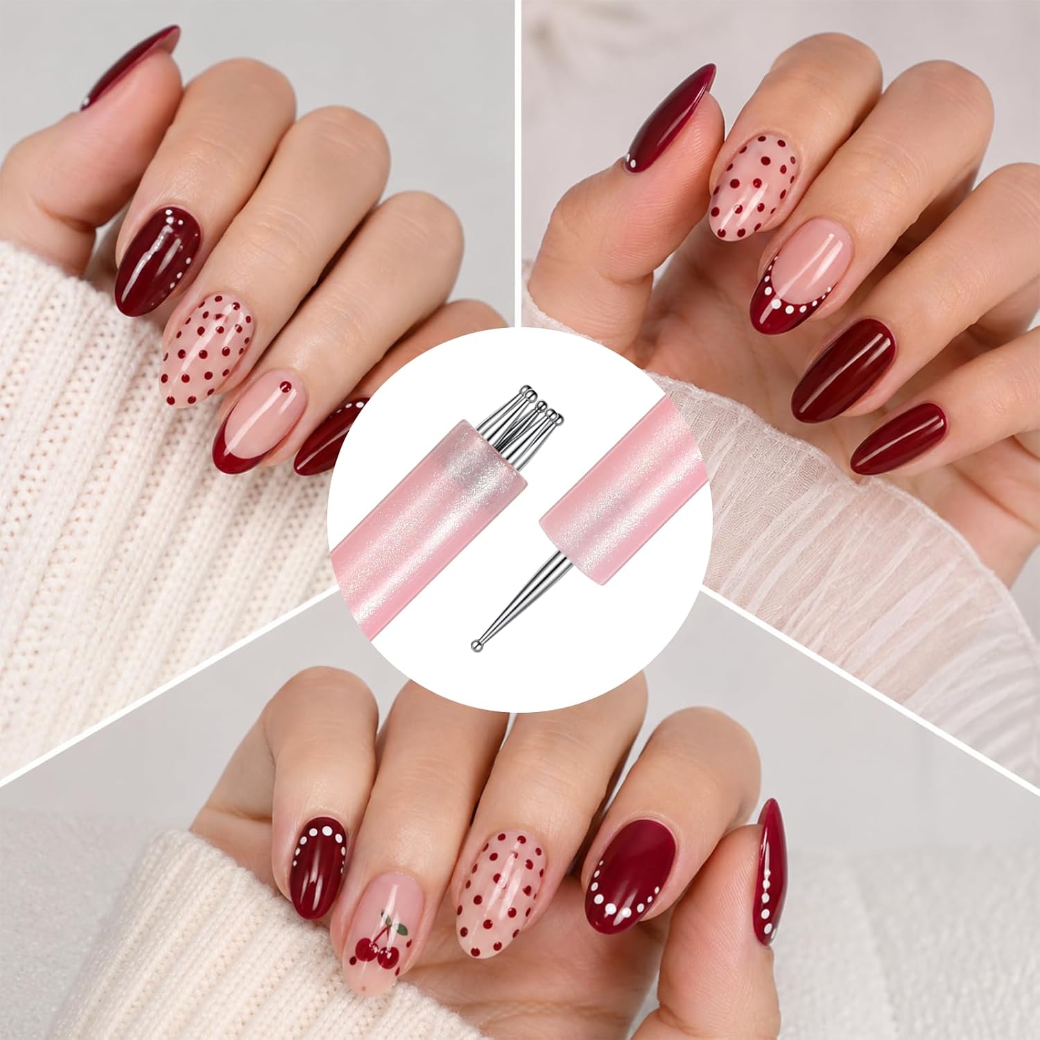 4Pcs 5 Petal Flower Nail Dotting Pen Nail Art Dotting Tool Dual-End