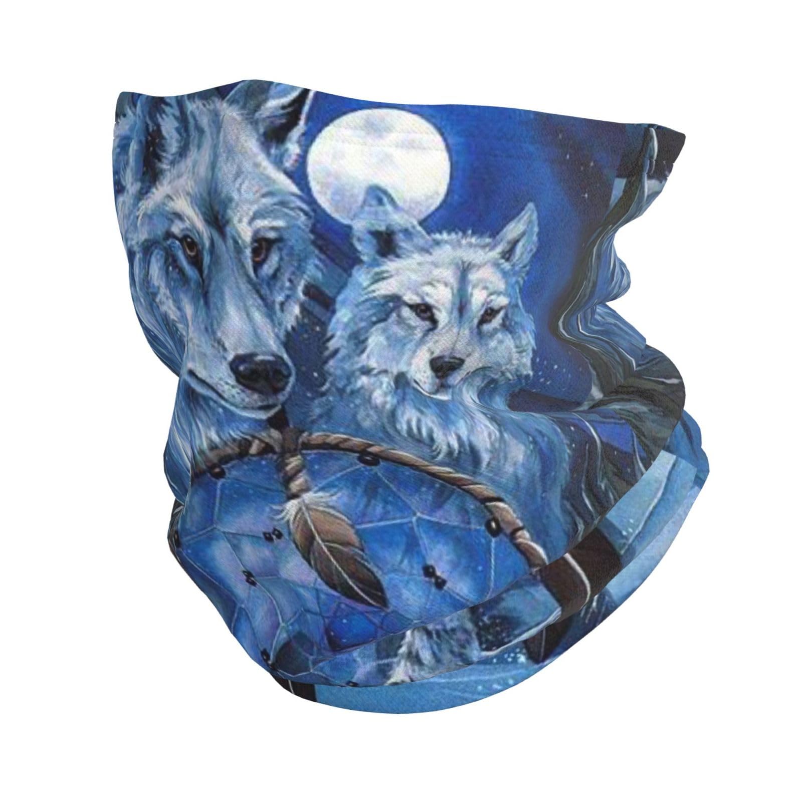 Hceaatb Unisex Black Multifunctional Headwear Wolf Moon Dreamcatcher Ourdoor Face Balaclavas Neck Gaiter Bandanas Scarf For Men Women Outdoor Sports