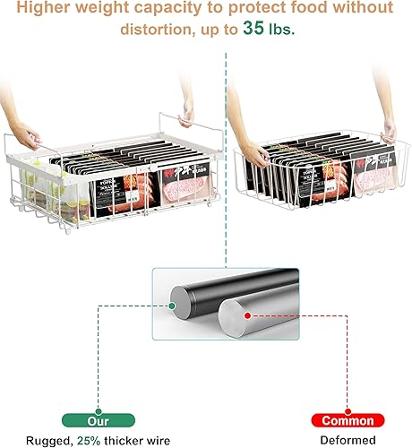 Miniatura 7 de UMDONX Paquete de 4 cubos organizadores expandibles para congelador, cubos organizadores grandes apilables de 11.4 pulgadas, se expanden a 17.9