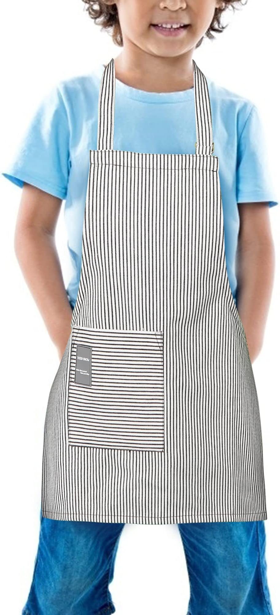 Custom Logo Children Kids Apron And Chef Hat Set Kids Aprons With Pockets For Kitchen Cooking