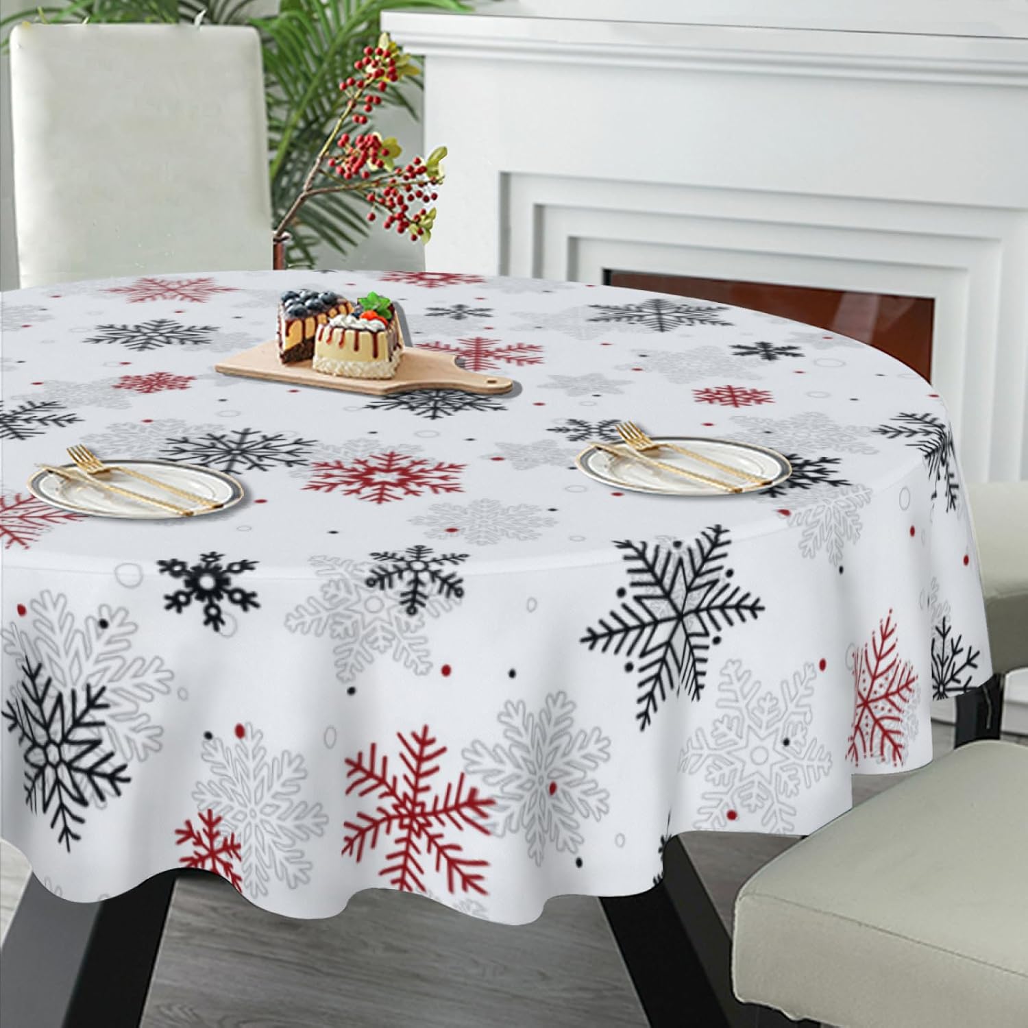 Christmas Tablecloth Round, Truck Red Christmas Table Cloth