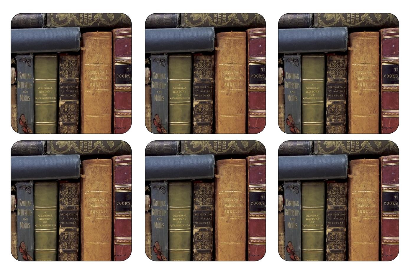 Pimpernel Multi Coloured Archive Books Coasters, Set Of Size 6