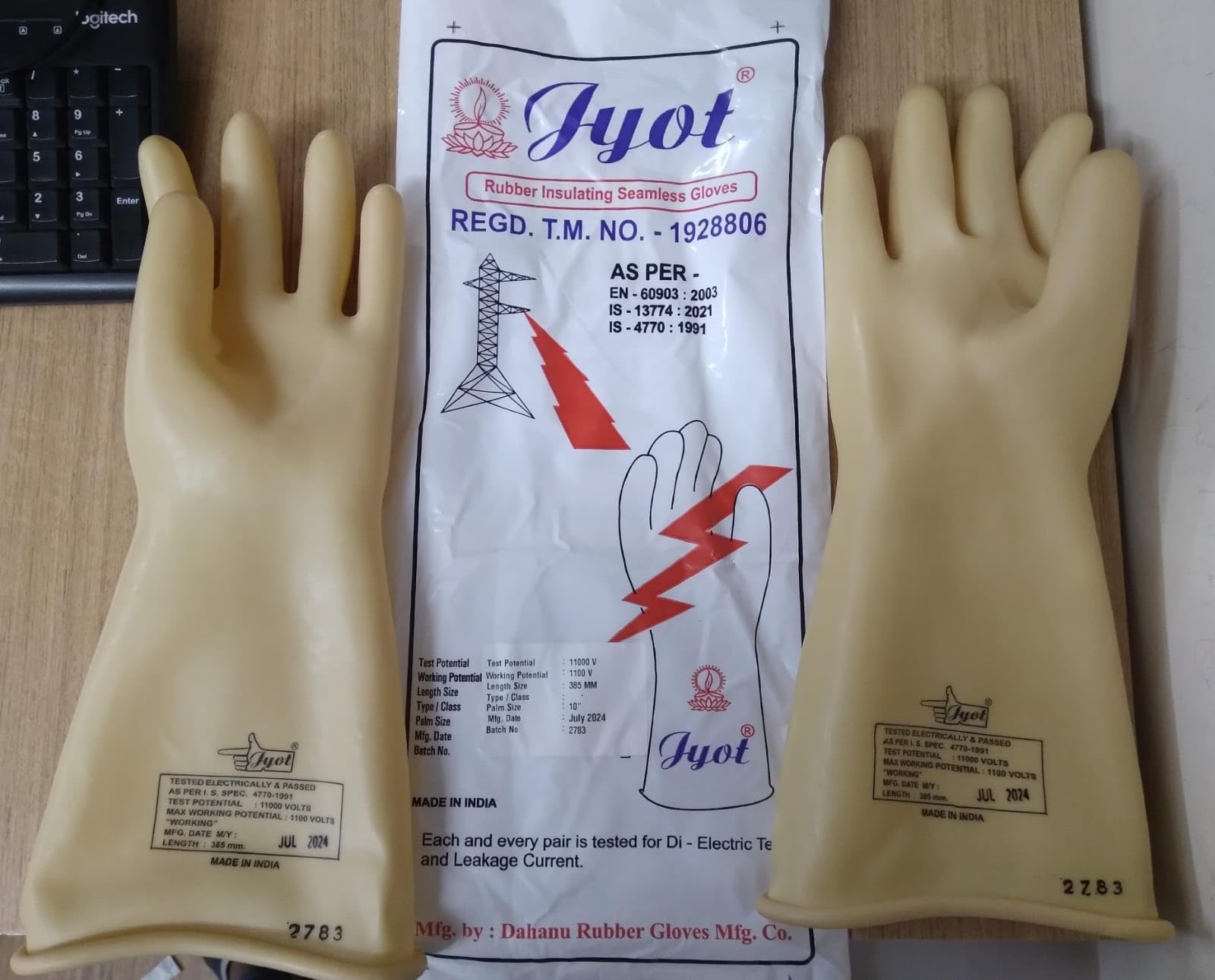 Jyot Electrical Rubber Hand Gloves- Universally Accepted. Test Voltage-11000 volts. Working Voltage- 1100volts. Length-385mm. Color- Biege. (B0D9P57Q9D) Amazon Price History, Amazon Price Tracker