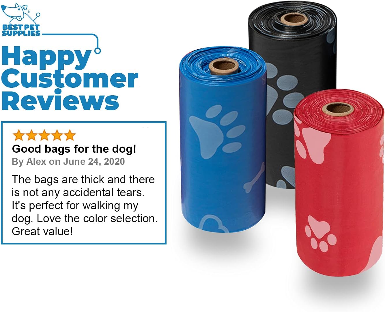 Best Pet Supplies Dog Poop Bags for Waste Refuse Cleanup, Doggy Roll Replacements for Outdoor Puppy Walking and Travel, Leak Proof and Tear Resistant, Thick Plastic - Mixed Colors, 900 Bags : Pet Supplies