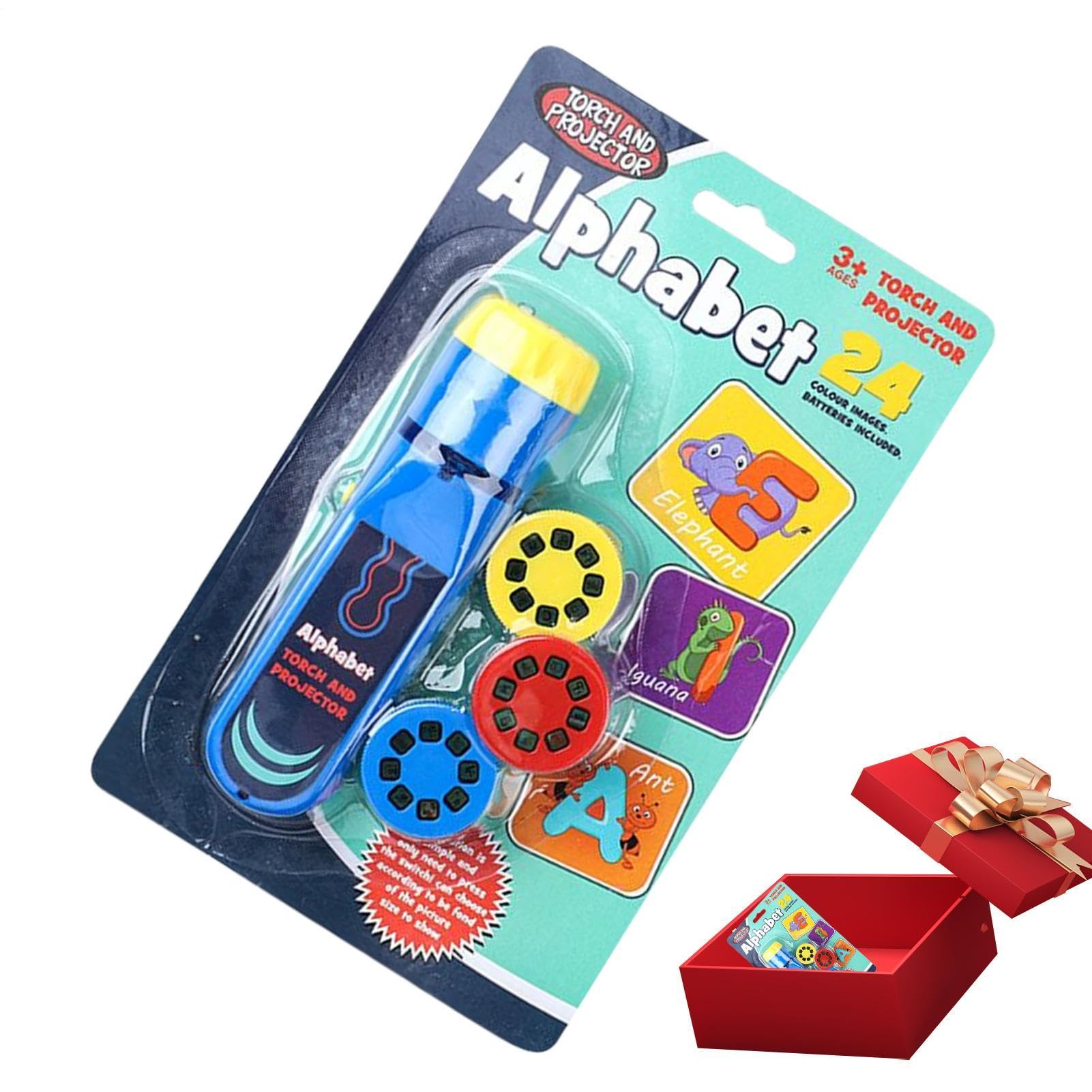 Kids Projector Flashlight Fun Learning Projector for Kid night Room | Educational Image Projection Torch for Boys Girls Camping Games Learning Use Christmas Gift Kids Gift Set