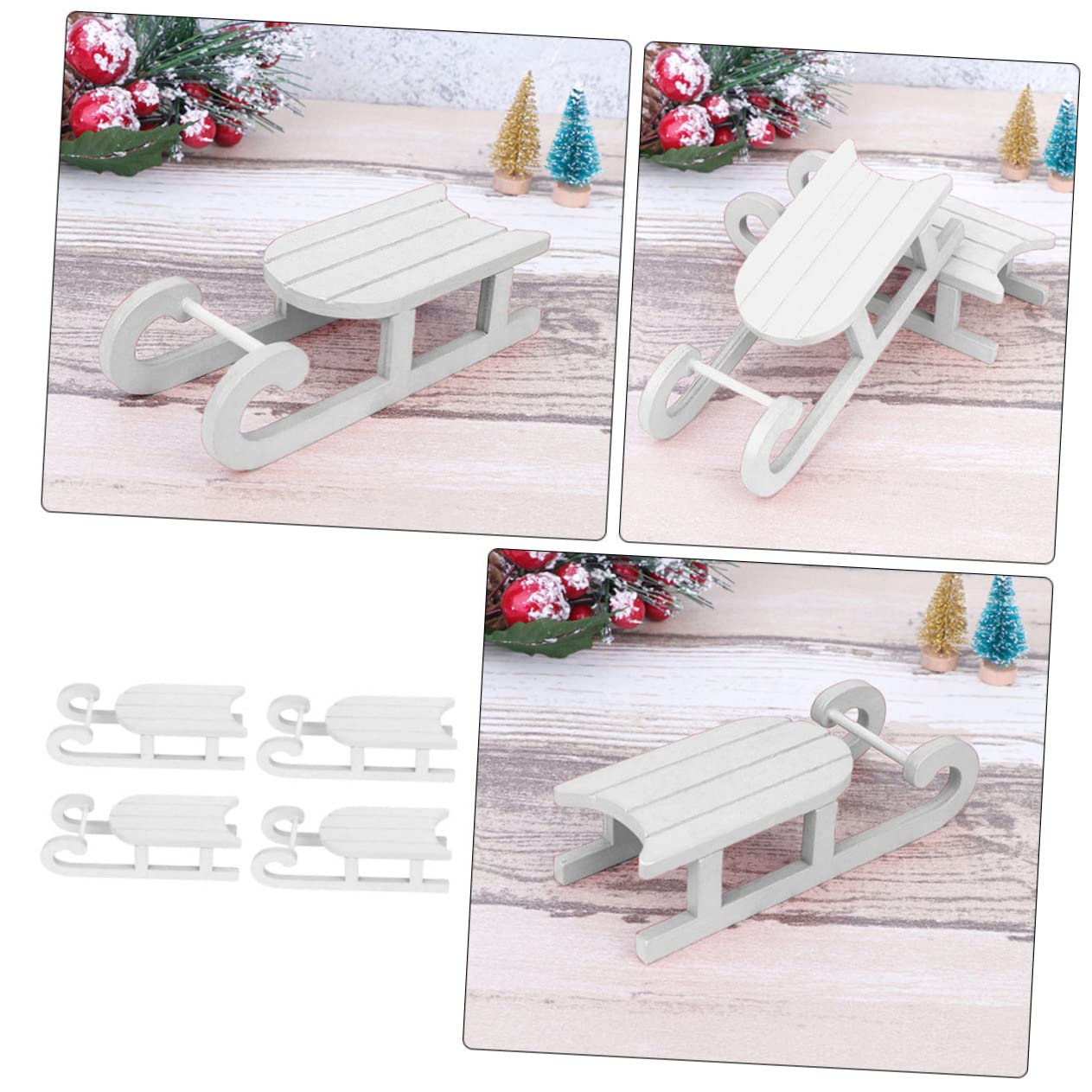 Abaodam 12stücke Holzschlitten Weihnachtsornamente Kreative Dekoration Für Zuhause Stilvolle Xmas Deko Weiß Für Familie