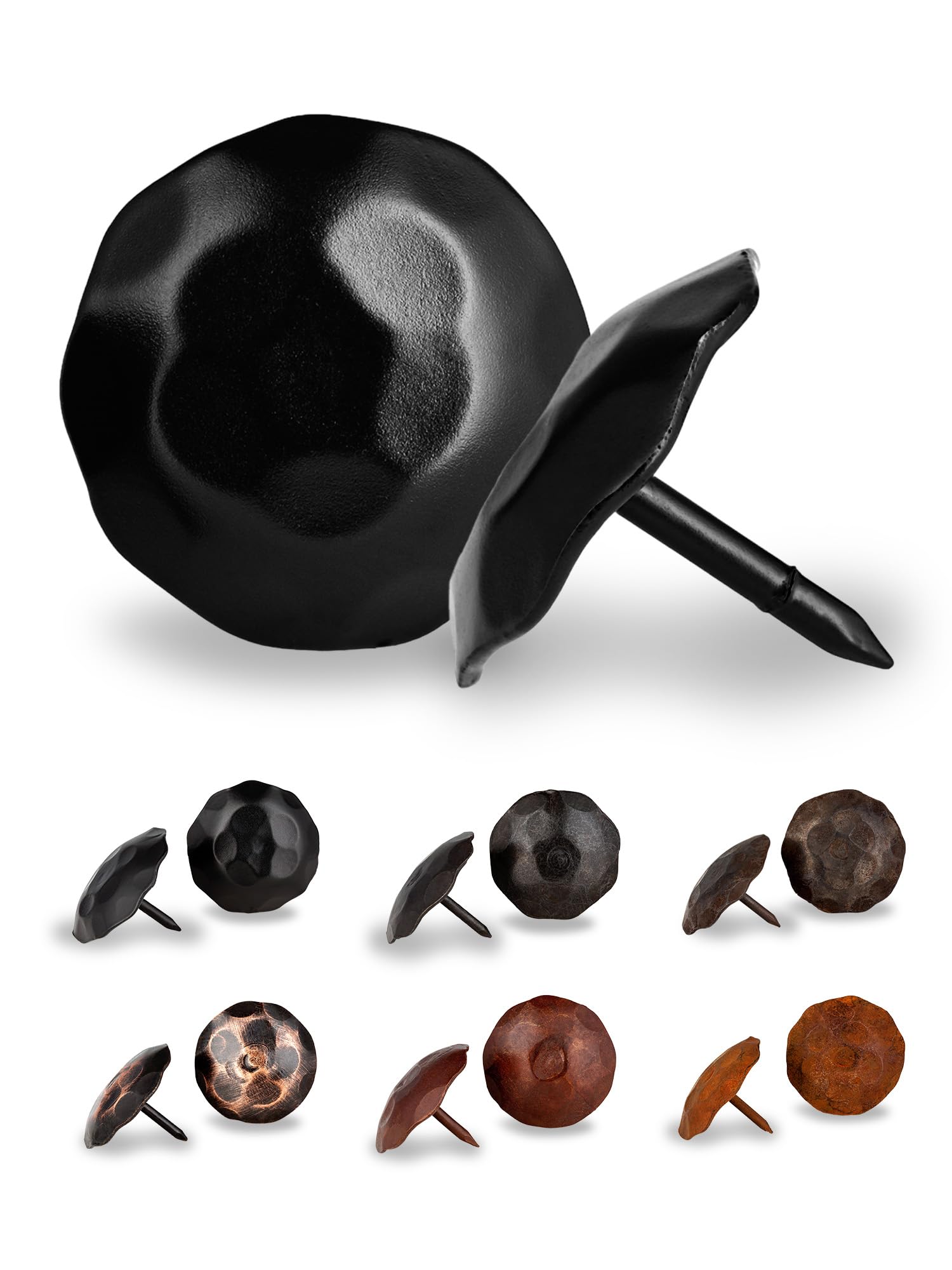 10 Pack 1.25" Round Head Iron Clavos Decorative Nails – Black – Handmade Rustic Round Fasteners for Farmhouse Shutters, Faux Wood Beams, Barn Doors, Shutters, Gates – Ornamental Wood Accent