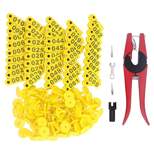 Etiquetas de oreja de ganado número 001-100, etiquetas de plástico para ganado, vacas, cerdos, ovejas, animales, identificación, aretes,