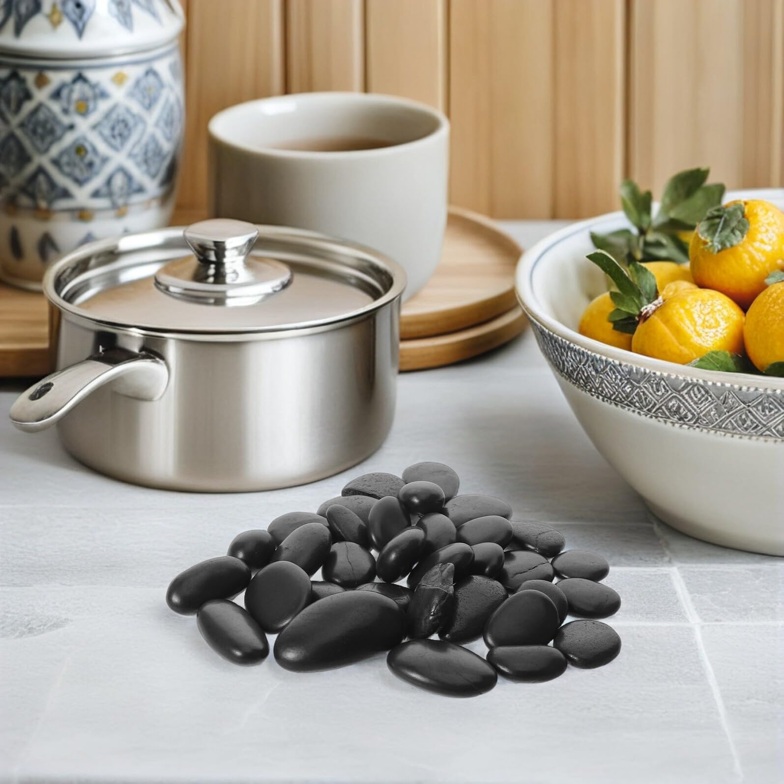 Set di Pietre Naturali per Cucinare in Ciottoli Resistenti al Calore, per Barbecue e Riscaldamento Cibi in Giardino, Conservano Nutrienti e Durano