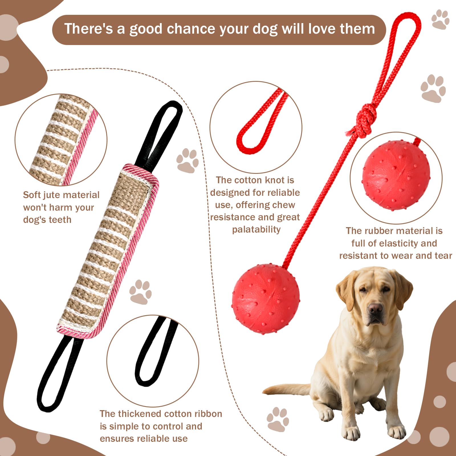 5-teiliges Hundetrainingsset, interaktives professionelles Gerät mit 2 Trainingsstäbchen, Hunde-Ärmelkissen, Zerrspielzeug und Gummiball zum Apportieren von K9 Welpen (rot)