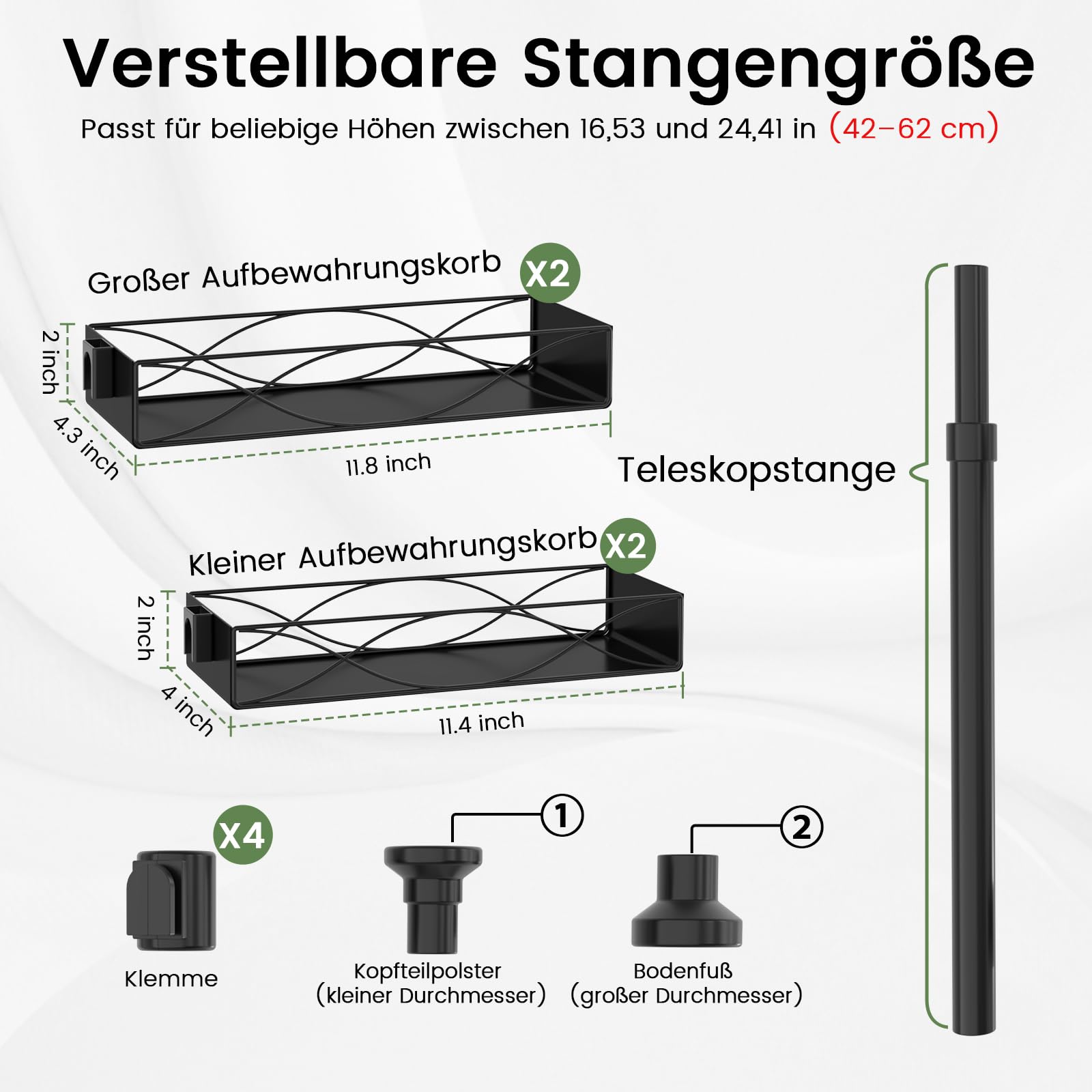 Mixoo 4 Stück Drehbar Gewürzregal Stehend Ohne Bohren,Höhenverstellbar:42–62 cm,Extra Große Kapazität Gewürz Organizer Ecke für Küchen,Metall Spice Rack Wasserdicht Schwarz,für Viele Gewürze (Schwarz)