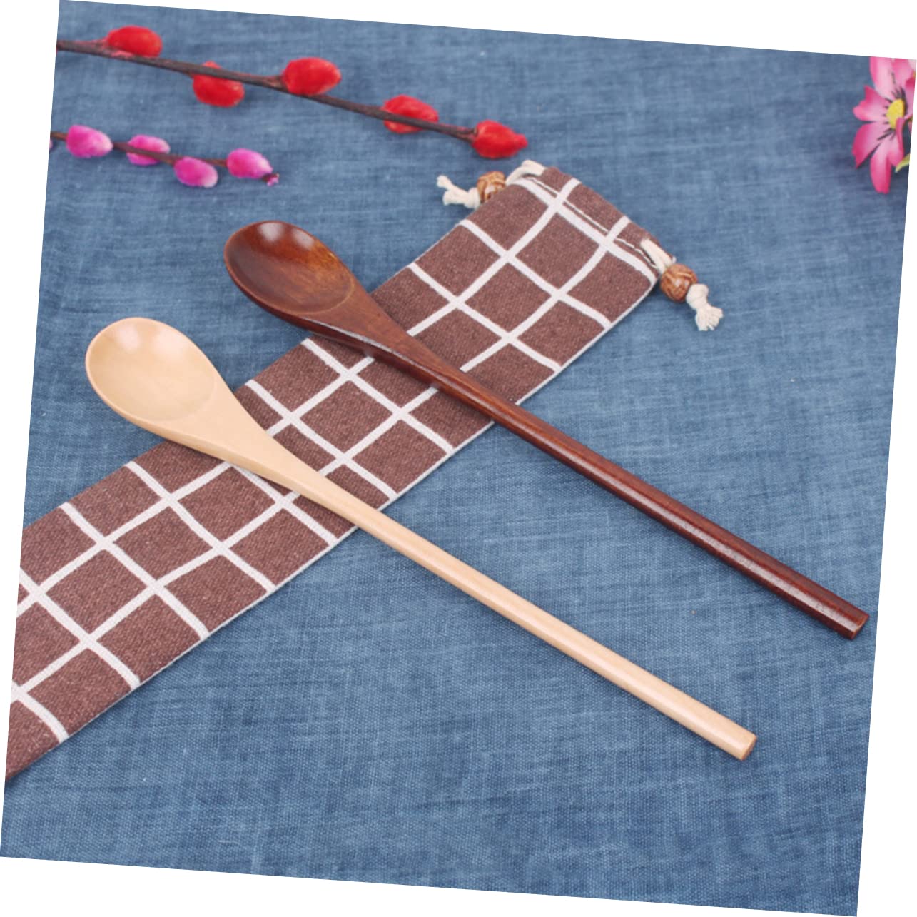 NAMOARLY 2pcs Mixing Spoon Honey Jam Spoon Sugar Spoon Cold Drink Spoon Dinner Spoon Coffee Stirring Spoon Long Tea Spoons Mini Coffee Spoons Cocktail Stirrer Spoons Dessert Spoons Wooden