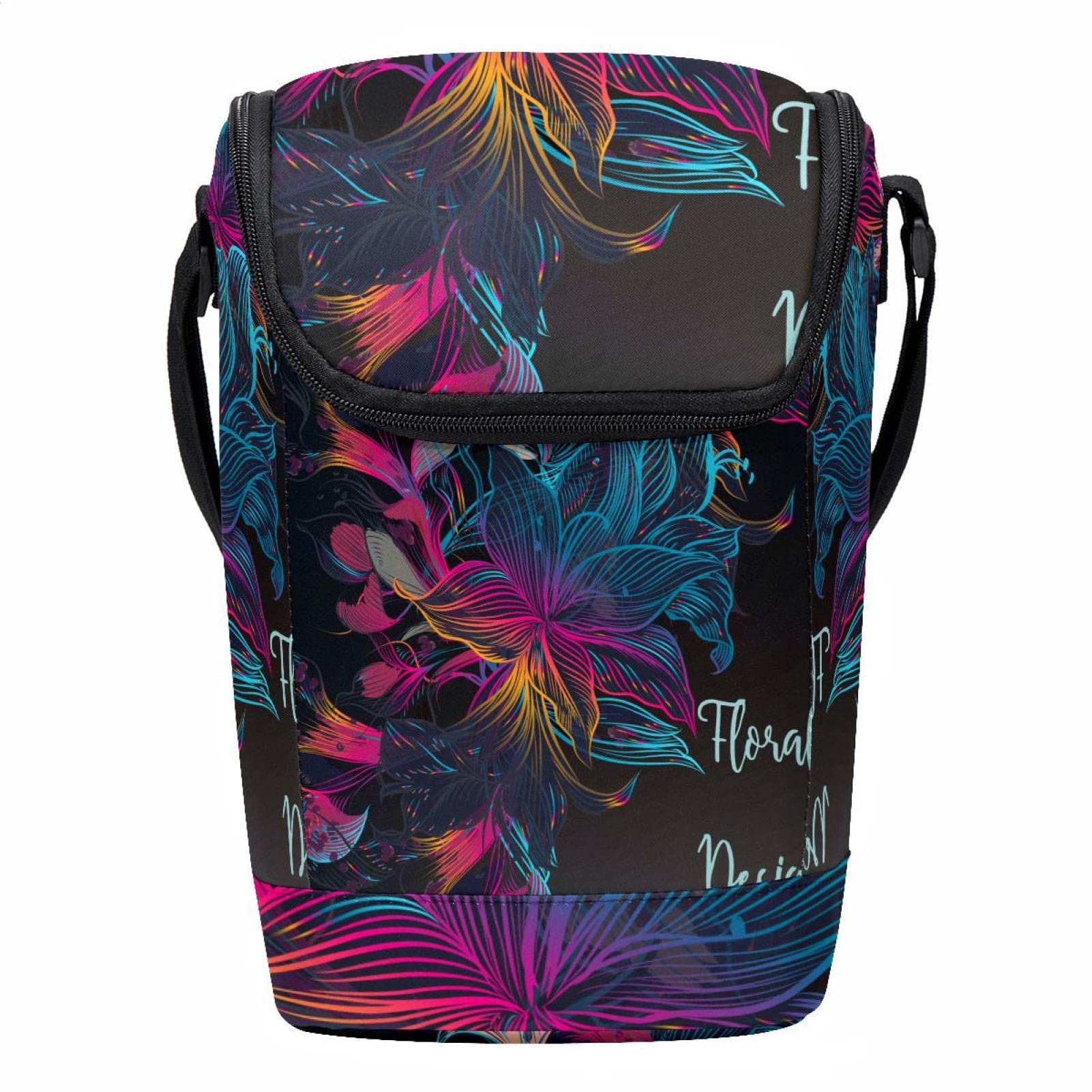 Lonchera para picnic y escuela portátil con diseño de flores colorido