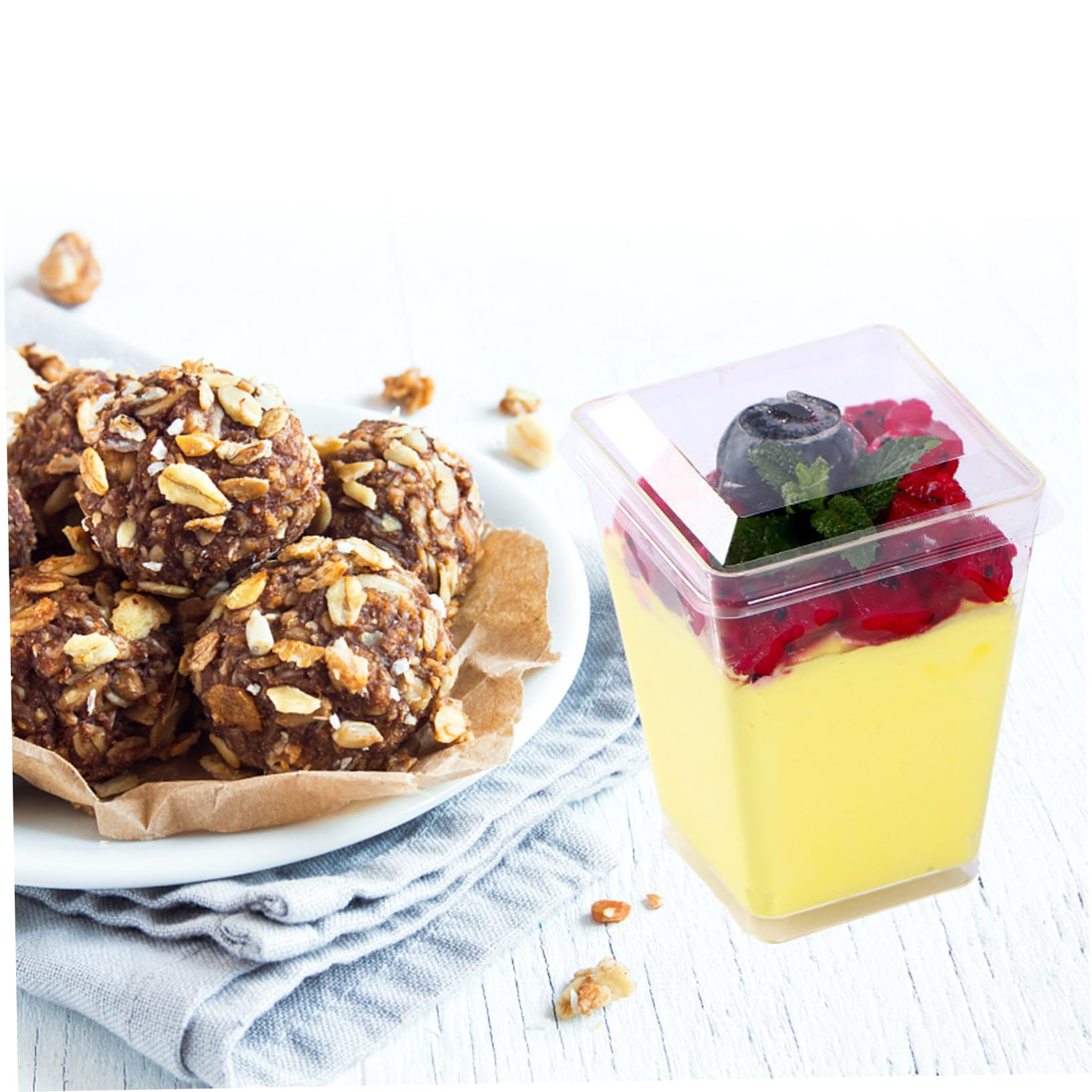 Garneck 50pcs Dessert Cup Clear Container Portable Pudding Cup Cake Containers Replaceable Tiramisu Cup Reusable Tasting Dessert Supply Delicate Pudding Cup Party Mousse Cup Transparent