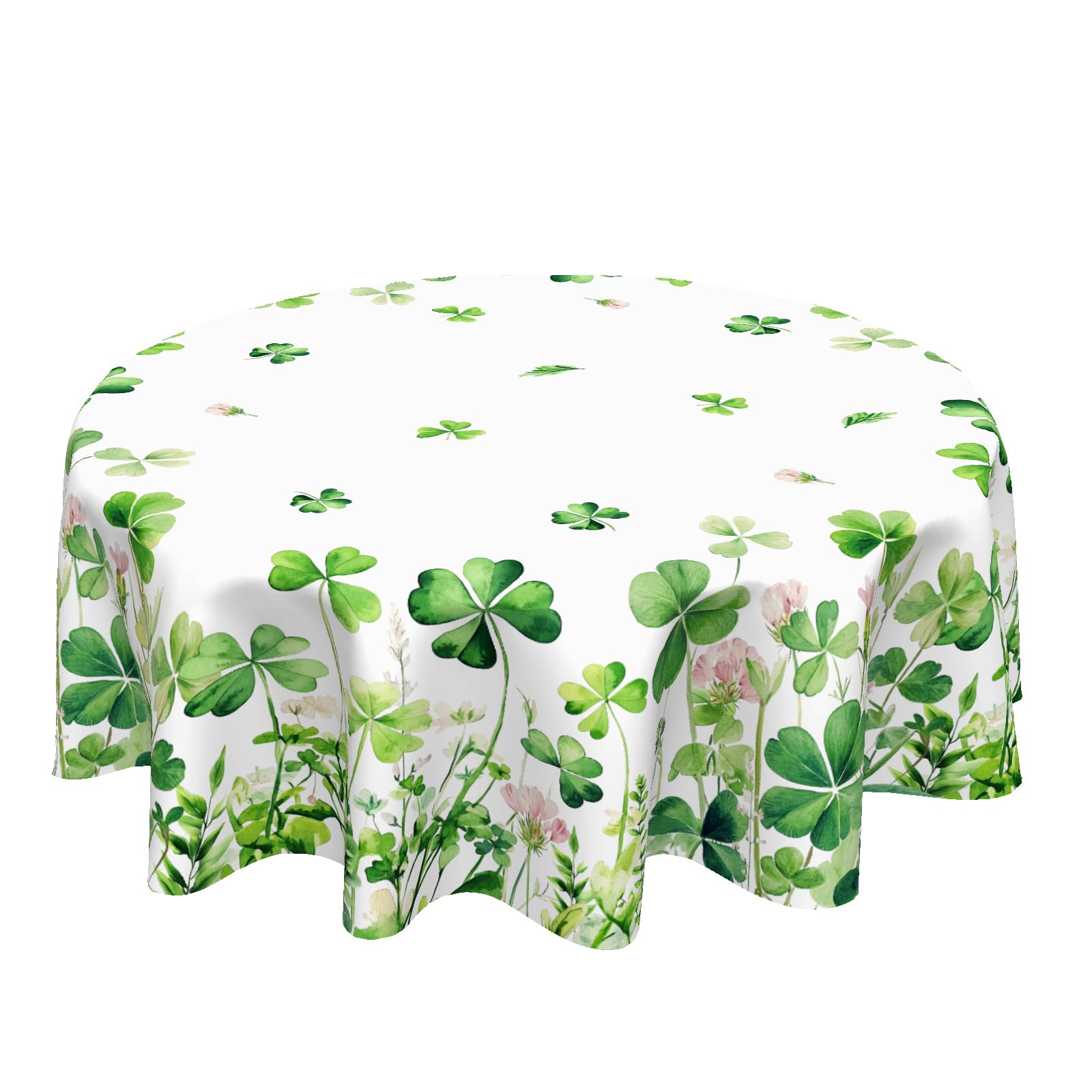 FJQWKLF St Patricks Day Tablecloth Round 70 Inch Green Shamrock Table Cloth Farmhouse St Patrick's Day Table Cover for Kitchen Dinner Room Holiday Party Indoor Outdoor Home St Patricks Day Decor