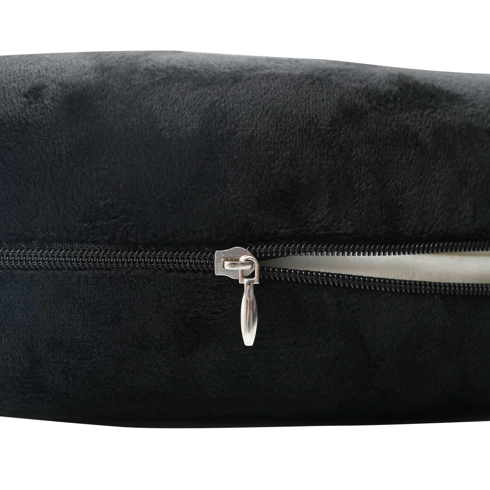 Coussin de Voyage pour Le Cou en Velours Noir Mousse à mémoire de Forme Ergonomique Soutien Cervical léger et Pliable idéal pour Dormir, se détendre ou Voyager en Voiture ou Avion