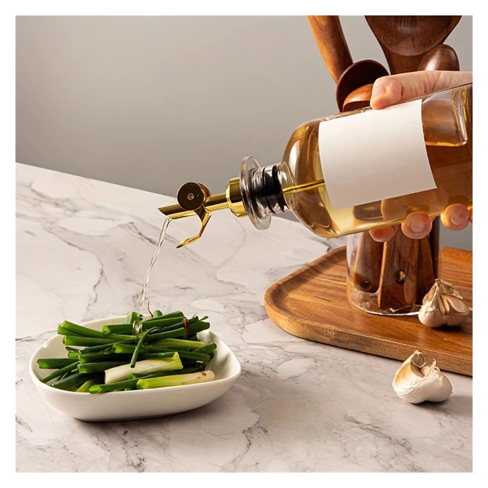 Dispenser per olio d'oliva in vetro per aceto e condimenti | Bottiglia per condimenti in vetro trasparente per olio e aceto(500ml)