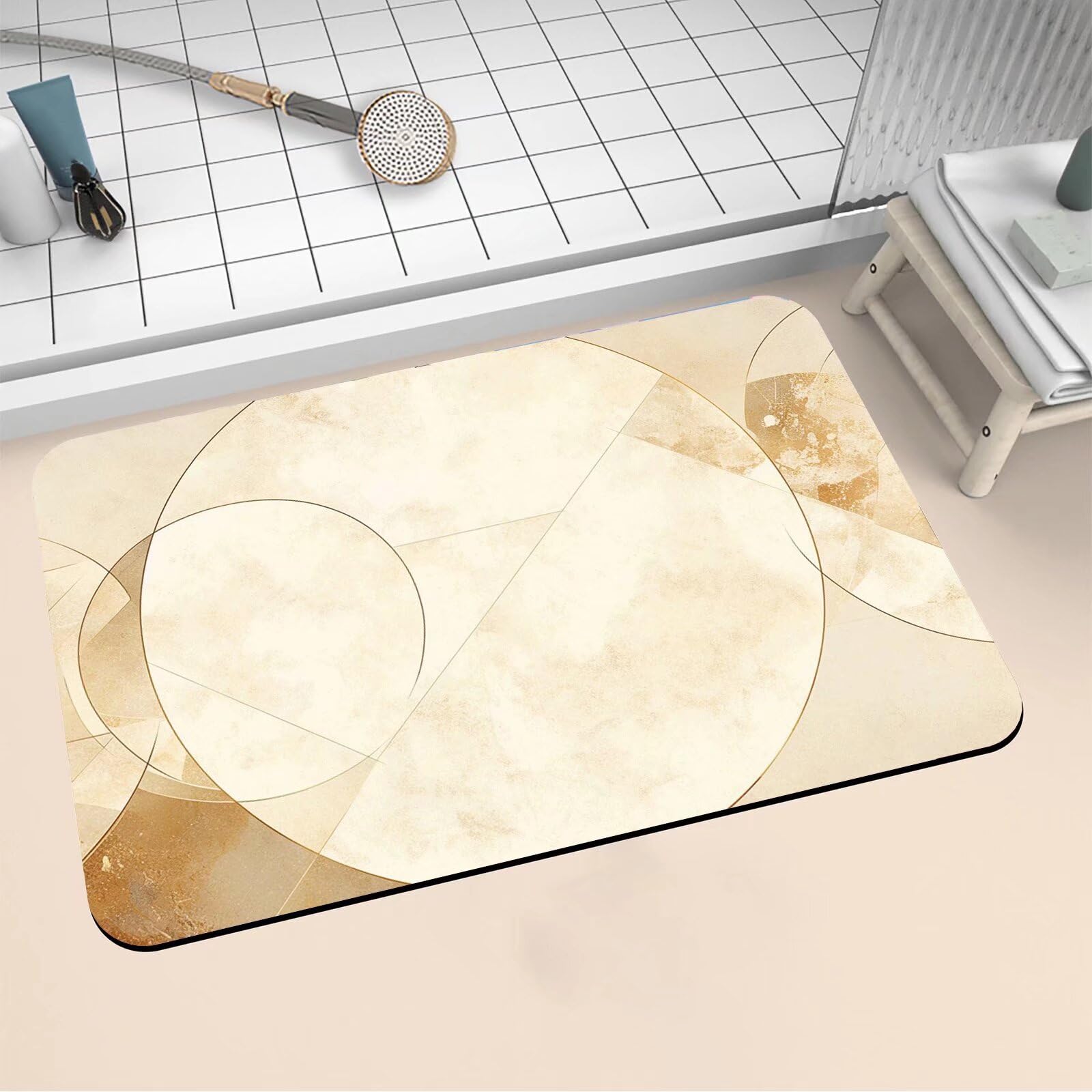 Alfombrilla de baño de diatomita ultra absorbente y lavable con secado rápido beige