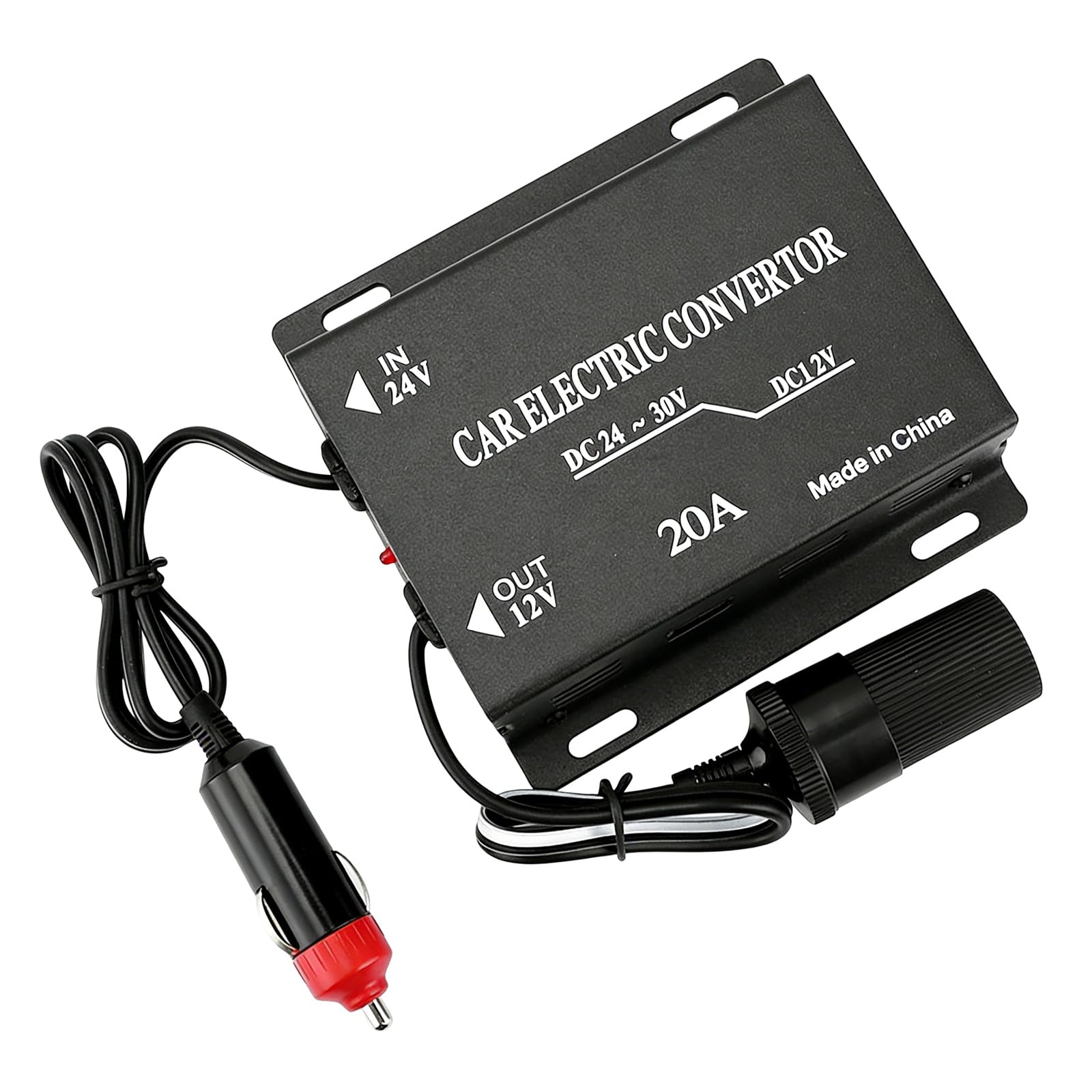 Abwärtsstromversorgungs Stromrichter 24V Auf 12V Auto Konverter, Power Converter, 20A Auto Spannungsreduzierer Netzteil Konverter, AbwTstransformator 24V Bis 12V Zigarettenanzünder Typ für Car LKW